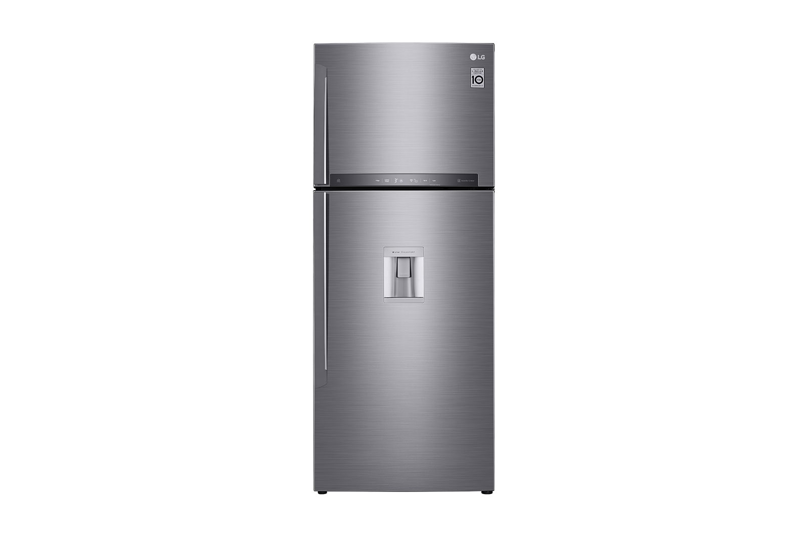 Vista frontal de Nevera Top Freezer, fabricador de hielo, Tecnología Door Cooling™, capacidad 471 LTS, acabado Platinum Silver, Filtro Hygiene Fresh&#43;®, Inverter Lineal Compressor LT44AGP