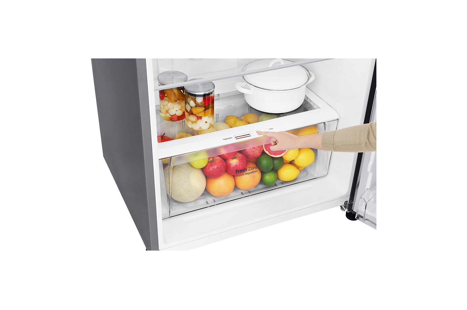 LG Nevera Top Freezer, fabricador de hielo, Tecnología Door Cooling™, capacidad 471 LTS, acabado Platinum Silver, Filtro Hygiene Fresh+®, Inverter Lineal Compressor, LT44AGP