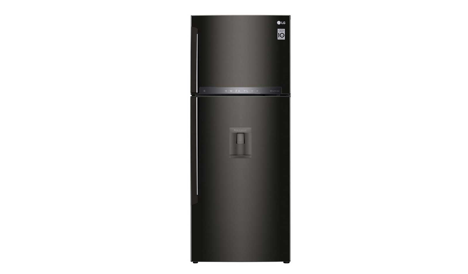 Vista frontal de Nevera Top Frezzer, Tecnologia Door Cooling™, capacidad 471 LTS, acabado Black Steel, Filtro Hygiene Fresh&#43;®, Inverter Lineal Compressor LT44SGD