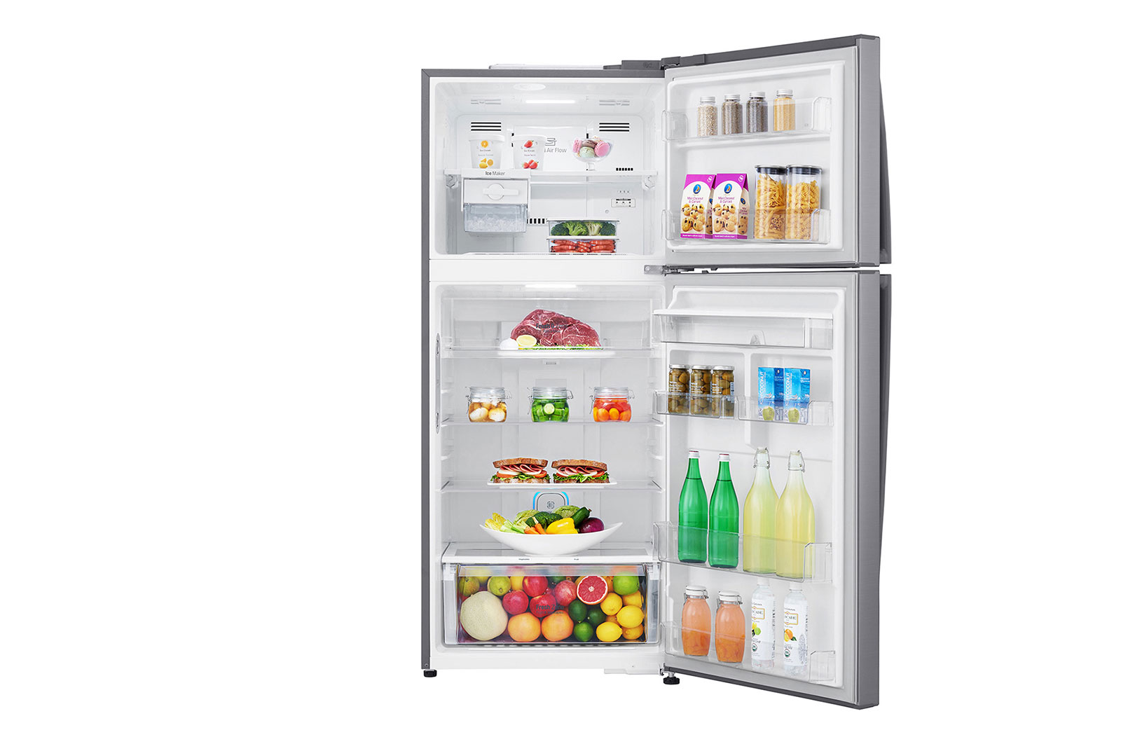 LG Nevera Top Mount Teconologia Door Cooling™, capacidad 471 LTS, No frost, Acabado Platinum silver, Filtro Hygiene Fresh+®, Inverter Lineal, LT44SGP
