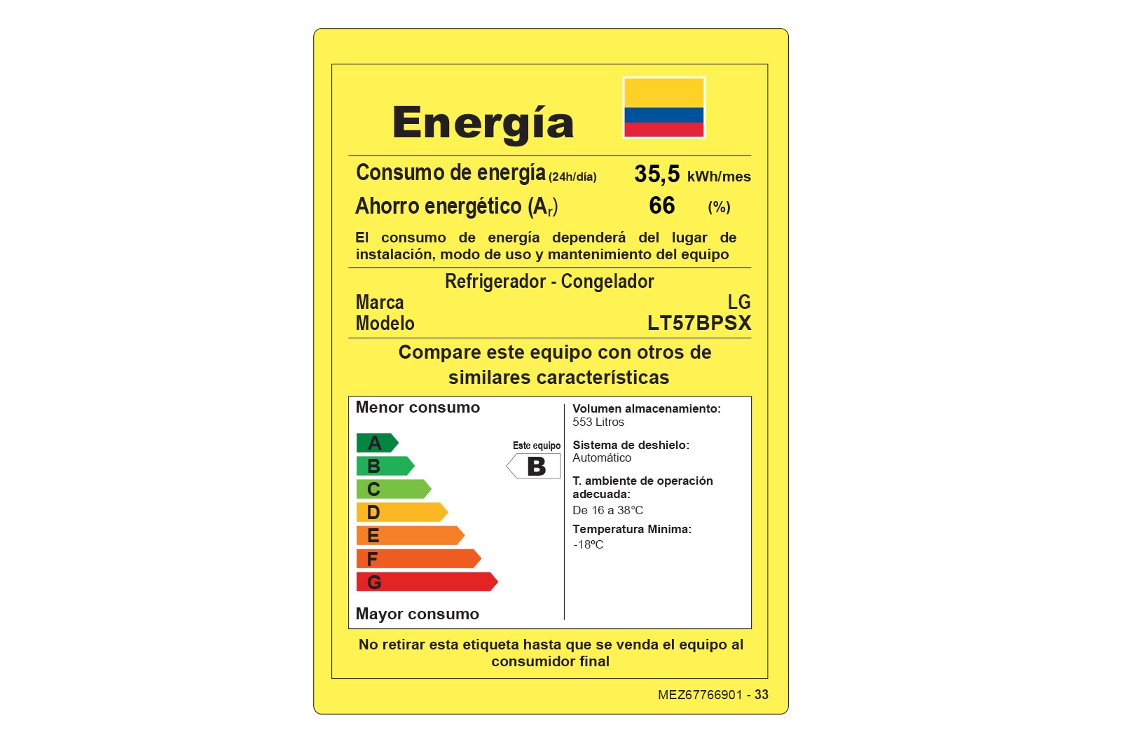 LG Nevera Top Mount Smart Inverter compressor, capacidad 553 L netos, acabado STS, Multi Air Flow, 10 años de garantia en motor, LT57BPSX