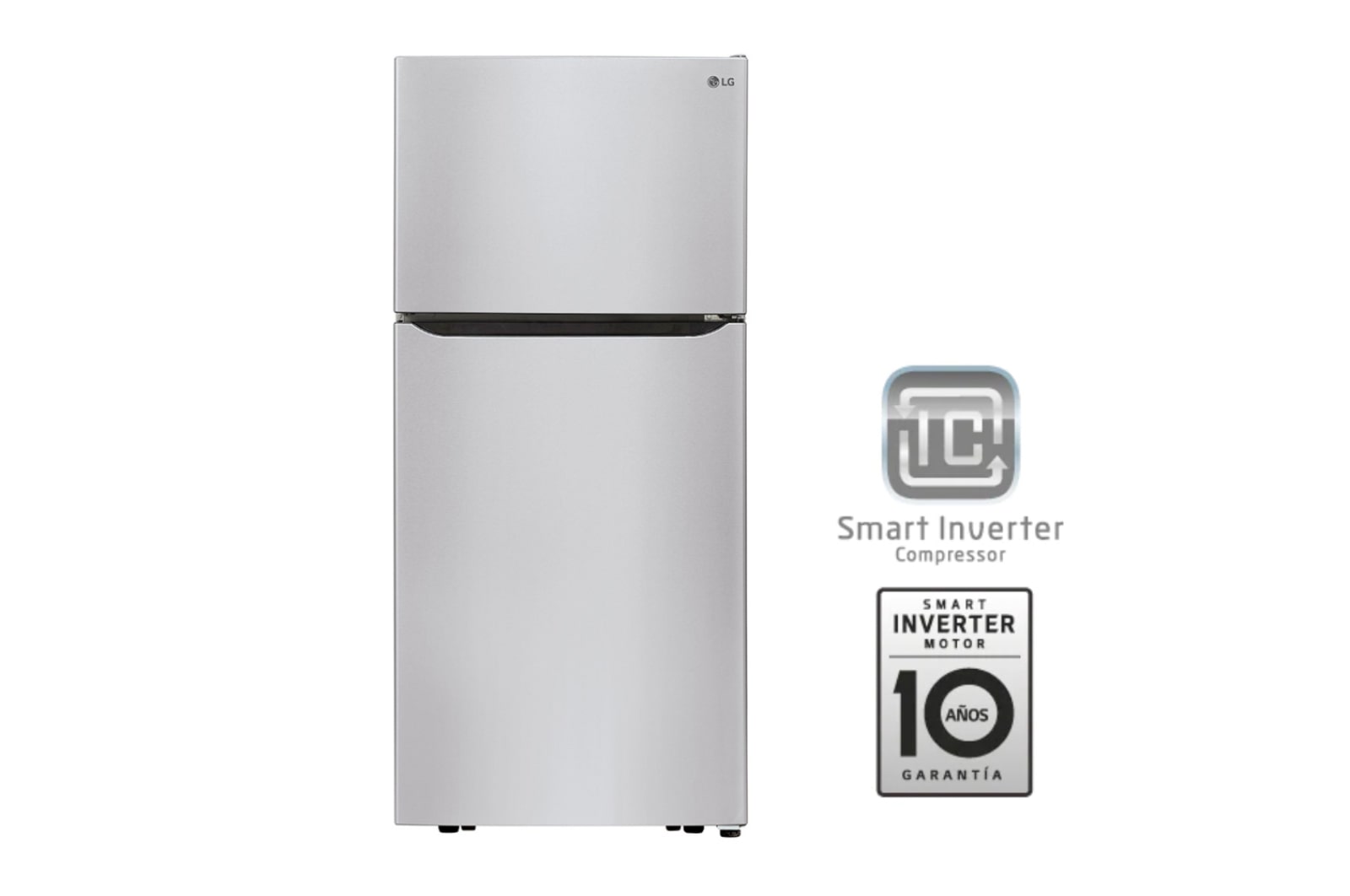 Vista frontal de Nevera Top Mount Smart Inverter compressor, capacidad 553 L netos, acabado STS, Multi Air Flow, 10 años de garantia en motor LT57BPSX