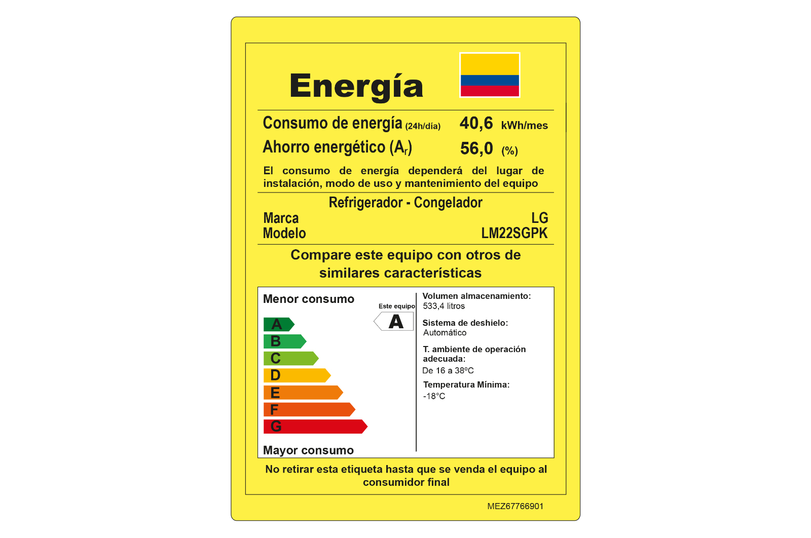 Consumo energético Nevecón LG LM22SGPK-APZCCL