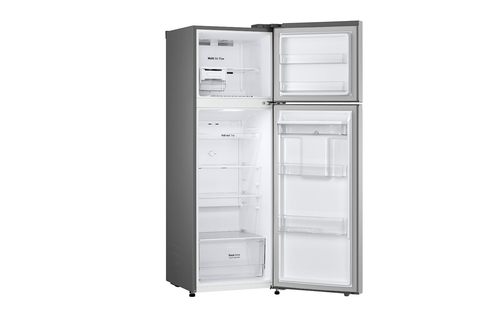 Nevera LG VT26WGPX vista frontal izquierda puertas abiertas