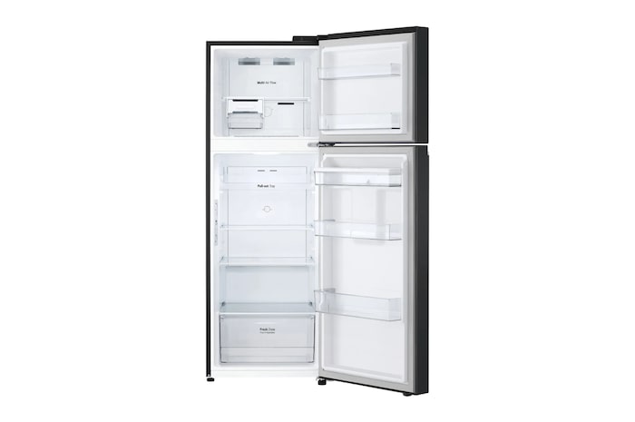 Vista frotnal con puertas abiertas de Nevera LG Congelador Superior LG VT34KPM