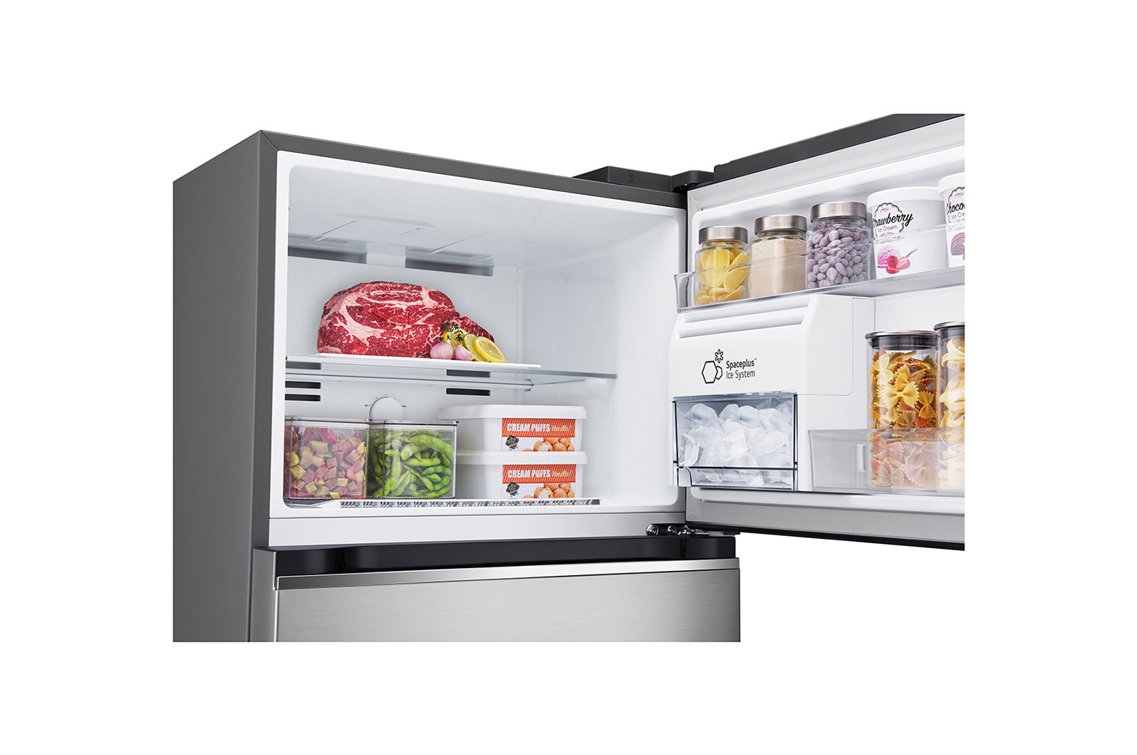 LG Nevera LG Top Freezer, ThinQ, Smart Inverter+™ Platinum Silver3  Auto Ice Maker, Capacidad Total Almacenamiento 395 Litros, VT40AGPX
