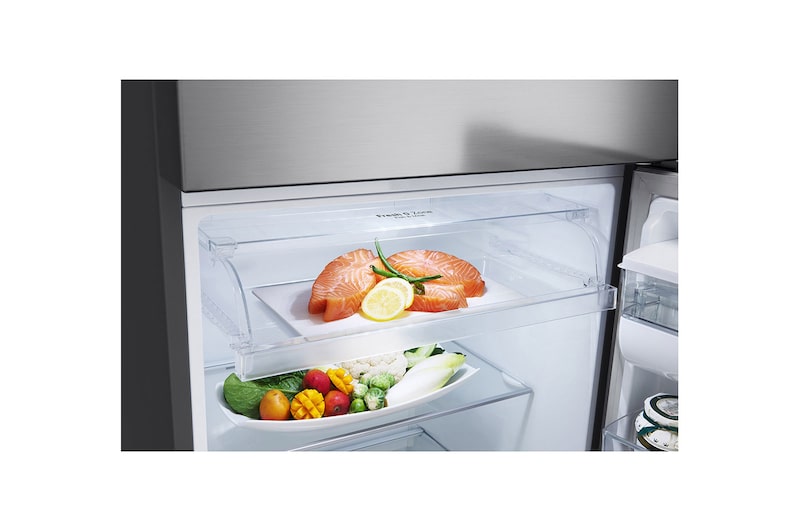 LG Nevera LG Top Freezer, ThinQ, Smart Inverter+™ Platinum Silver3  Auto Ice Maker, Capacidad Total Almacenamiento 395 Litros, VT40AGPX