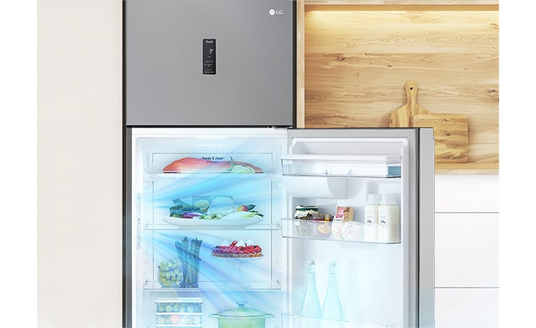 Sistema Smart Fresh Air de LG mantiene tus alimentos frescos más tiempo gracias a su constante circulación de aire.