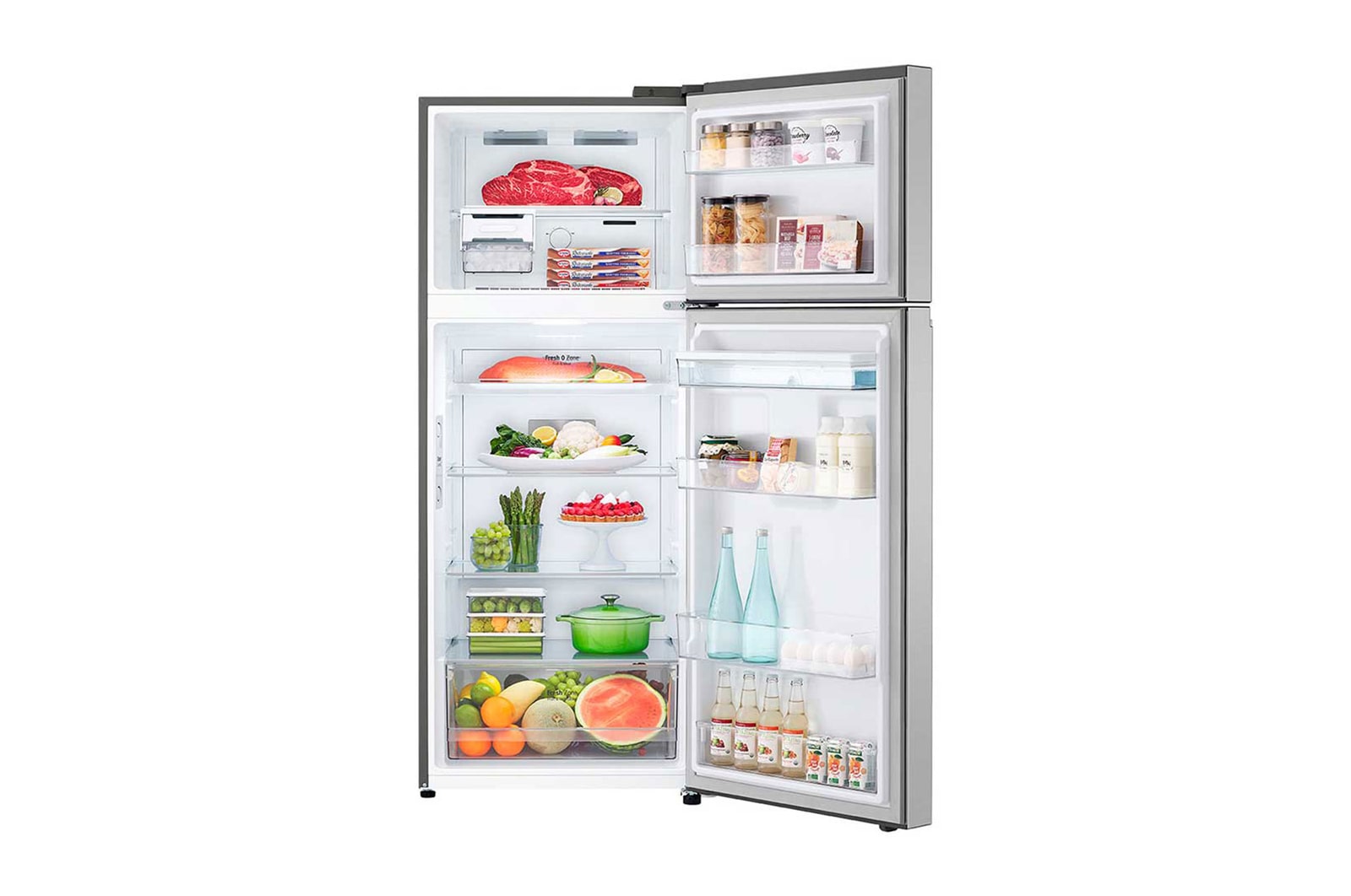 LG Nevera VT40SPYC puertas abiertas con productos