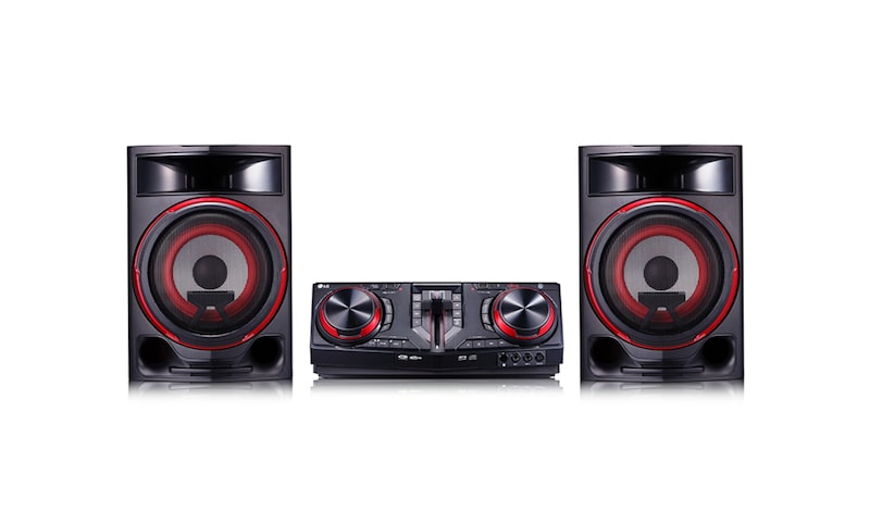 Vista frontal de LG XBOOM CJ87 Mini Componente 2350 Vatios - CD - USB - AM/FM - Karaoke CJ87