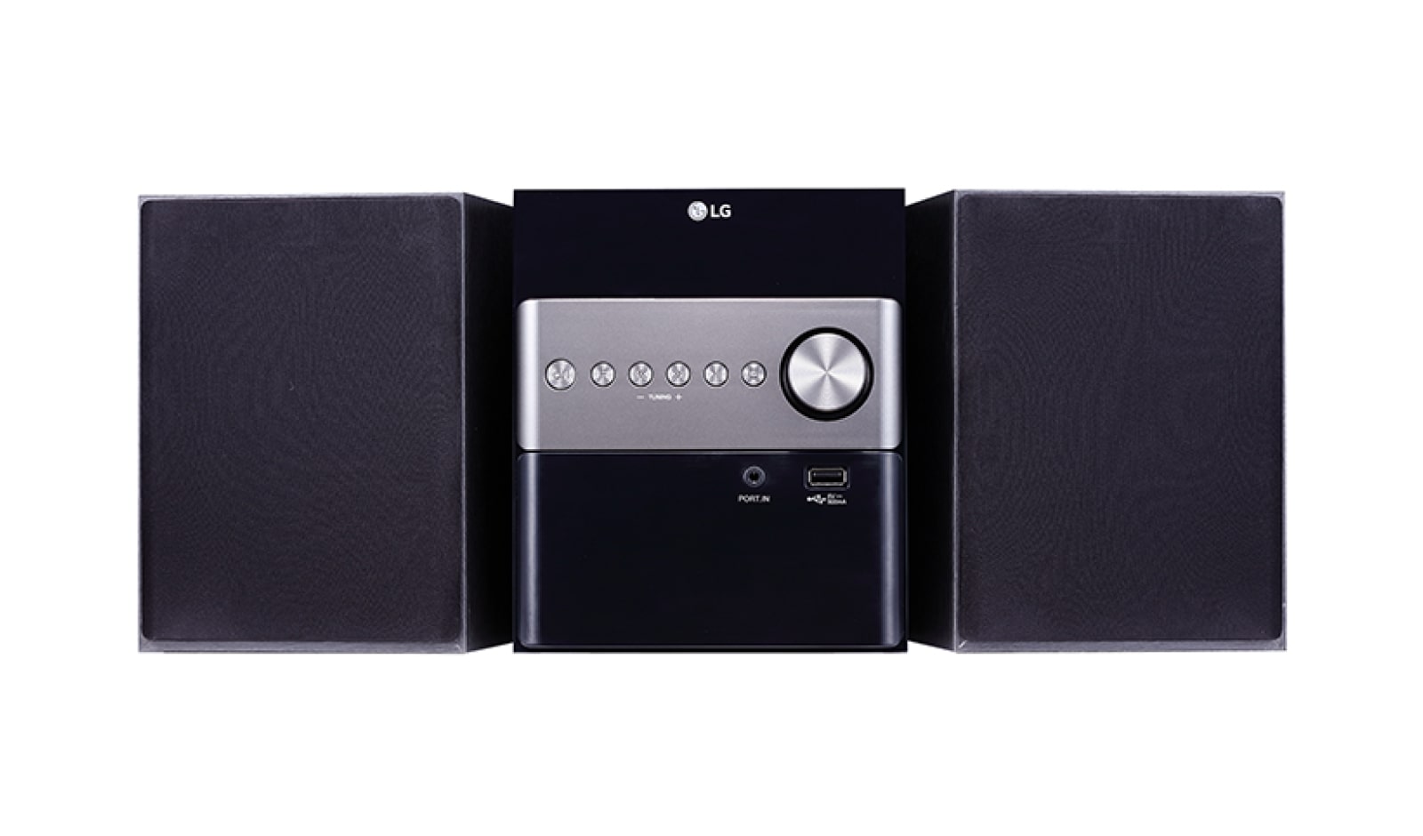 Vista frontal de LG XBOOM CM1560 Microcomponente 10W de potencia, Bluetooth, USB CM1560