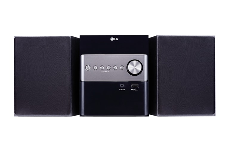 Vista frontal de LG XBOOM CM1560 Microcomponente 10W de potencia, Bluetooth, USB CM1560