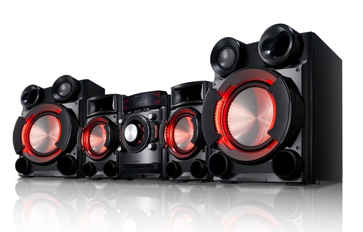 LG XBOOM CM9530 Mini componente con 2100W de potencia. Iluminación LED en todos los parlantes X-Metal Bass., CM9530