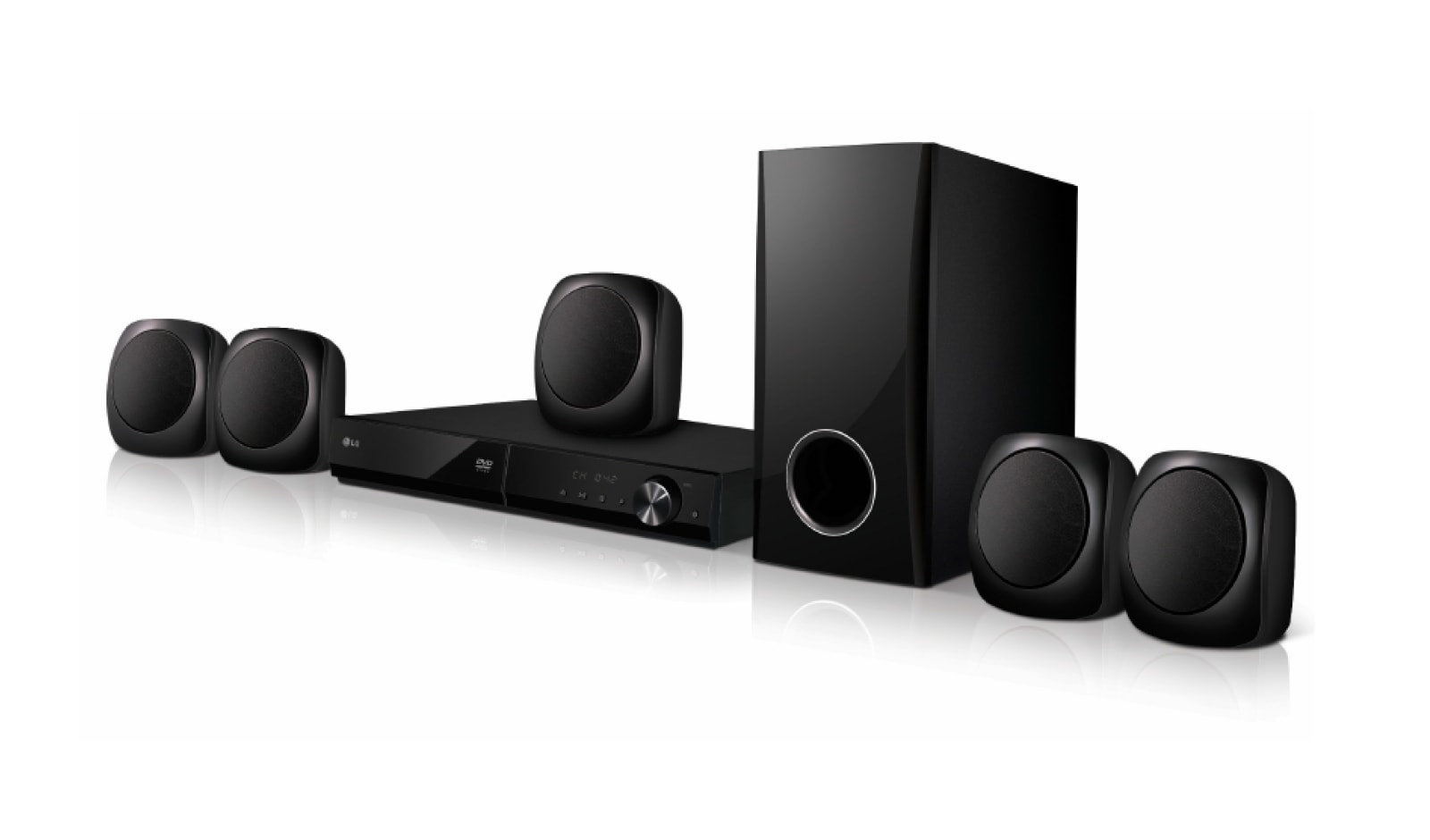 Vista frontal de TEATRO EN CASA - DVD - SUBWOOFER 330 W - USB - KARAOKE LHD427