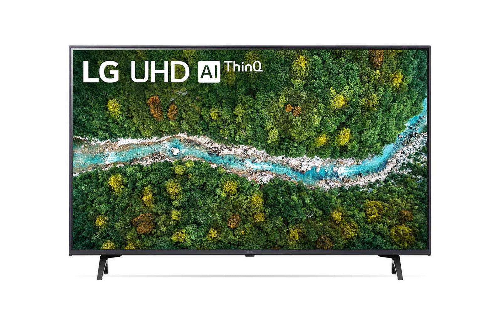 Vista frontal del televisor LG UHD