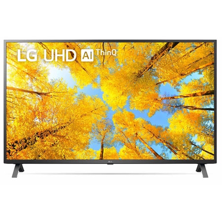 Vista frontal del televisor LG Full HD con una imagen de relleno y el logotipo del producto