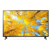 Vista frontal del televisor LG Full HD con una imagen de relleno y el logotipo del producto