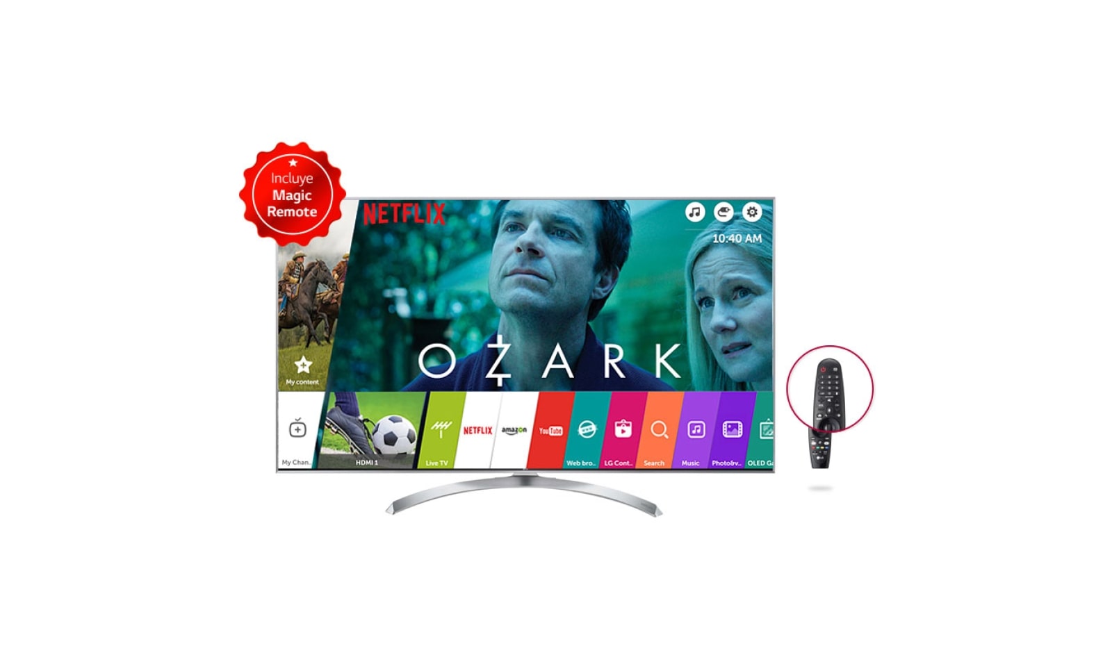 Vista frontal de TELEVISOR SUPER UHD 4K - NanoCell DISPLAY - SMART TV -MULTI HDR CON DOLBY VISION Y SONIDO PREMIUM HARMAN KARDON 55SJ800T