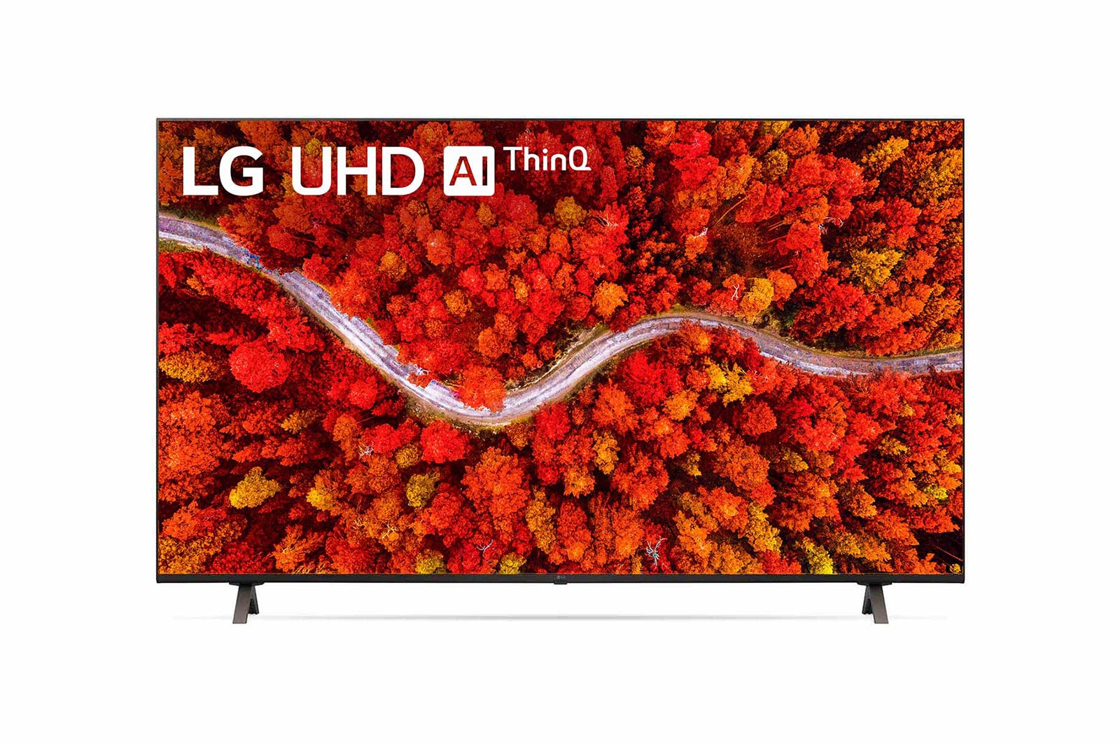 Vista frontal del televisor LG UHD