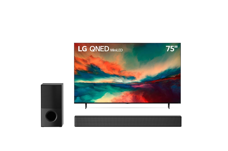 front view with Tv and sound bar