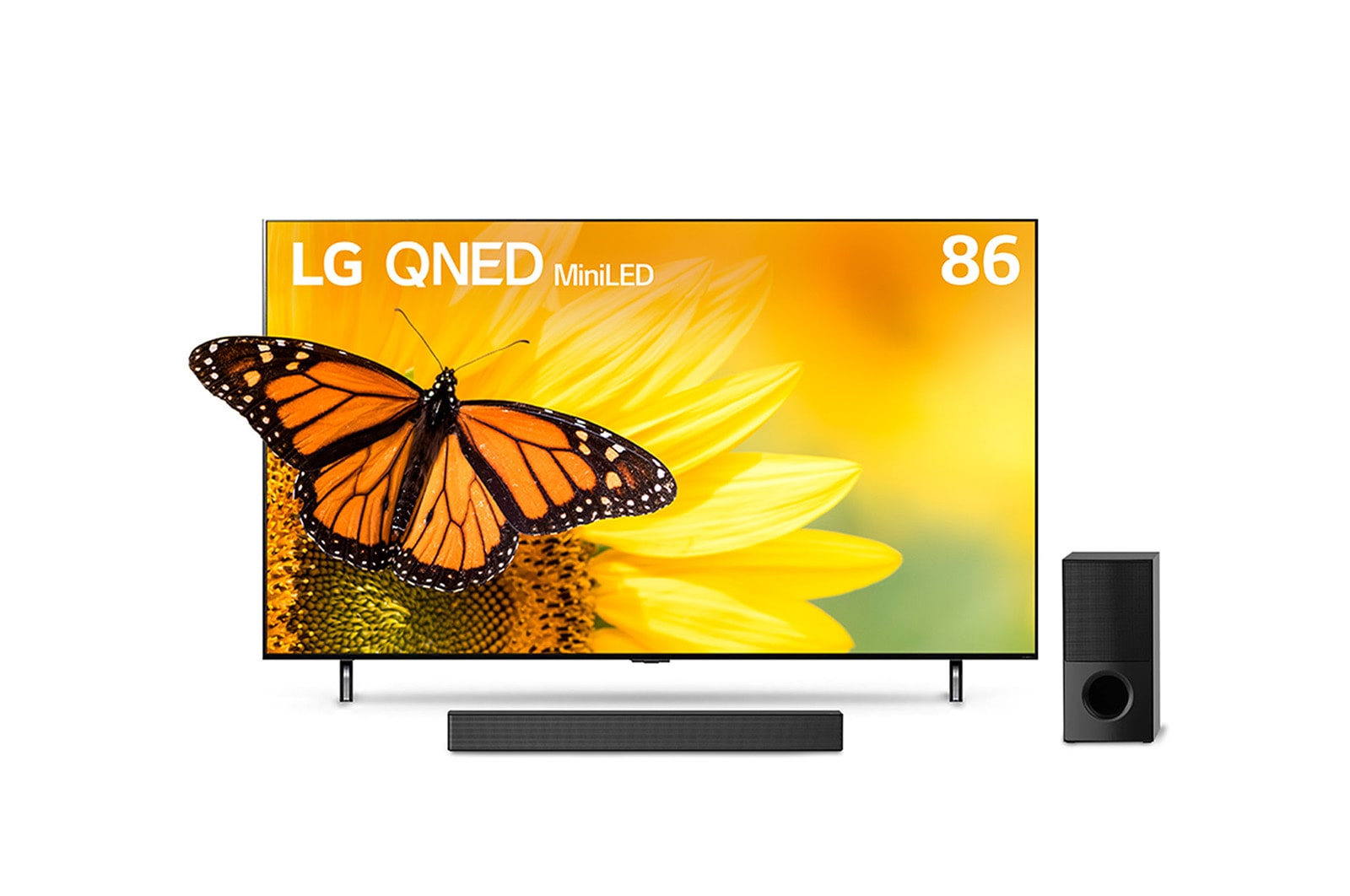 LG Combo TV LG 86" QNED MiniLED 4K | Procesador inteligente | Smart tv webOS | Magic Remote | Dolby + Sound Bar LG SNH5 | 600W | Dolby ATMOS, 86QNED85SRA-SNH5