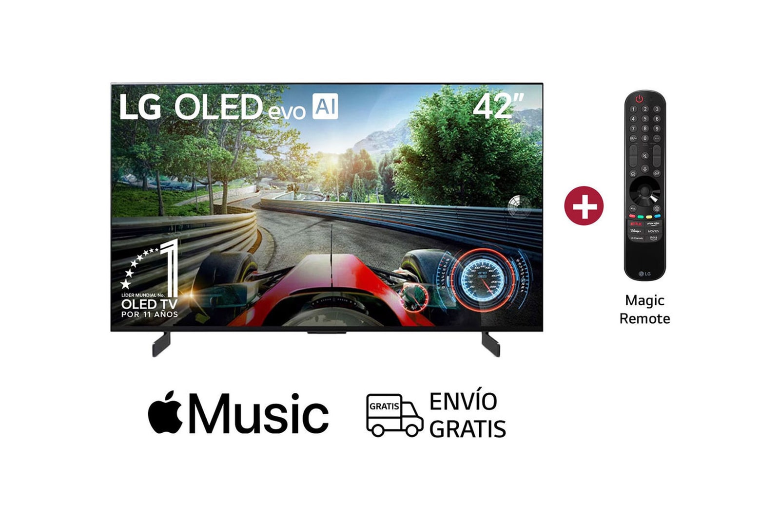 LG Televisor  LG 42" OLED   | 4K | Procesador AI α9  |Smart TV| Gaming TV|Incluye Magic remote, OLED42C3PSA