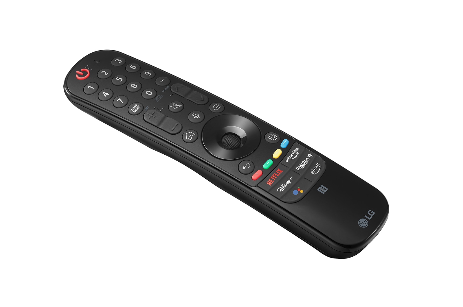 Control remoto LG MR22GC, diseño elegante y moderno, con botones intuitivos y funcionalidad avanzada para un fácil manejo de televisores LG."
