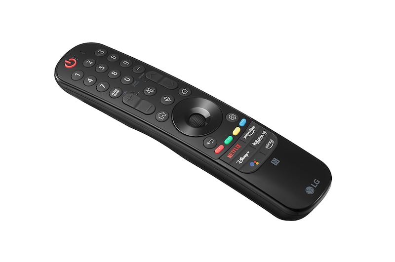 Control remoto LG MR22GC, diseño elegante y moderno, con botones intuitivos y funcionalidad avanzada para un fácil manejo de televisores LG."