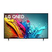 Vista frontal de LG QNED TV, QNED85 con texto de LG QNED, 2024 y logotipo de webOS Re:New Program en pantalla