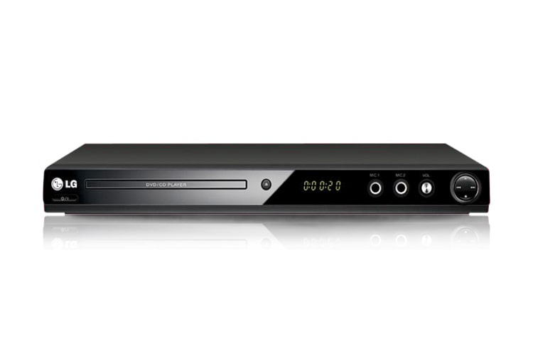 Vista frontal de Reproductor de DVD con dos entradas de Karaoke. DV451