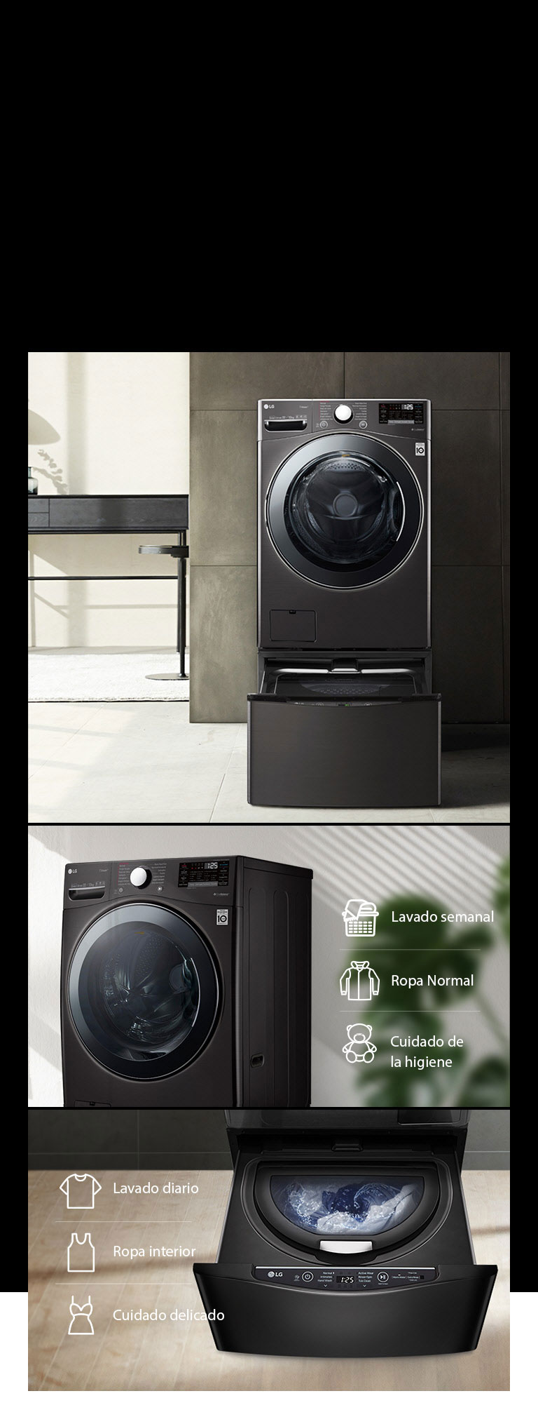 Compatibilidad TWINWash™ Mini con Lava-Secadora LG.