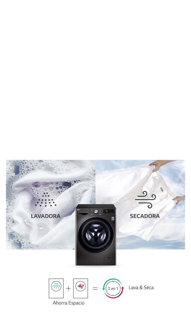 Proceso de lavado y secado con tecnología LG.