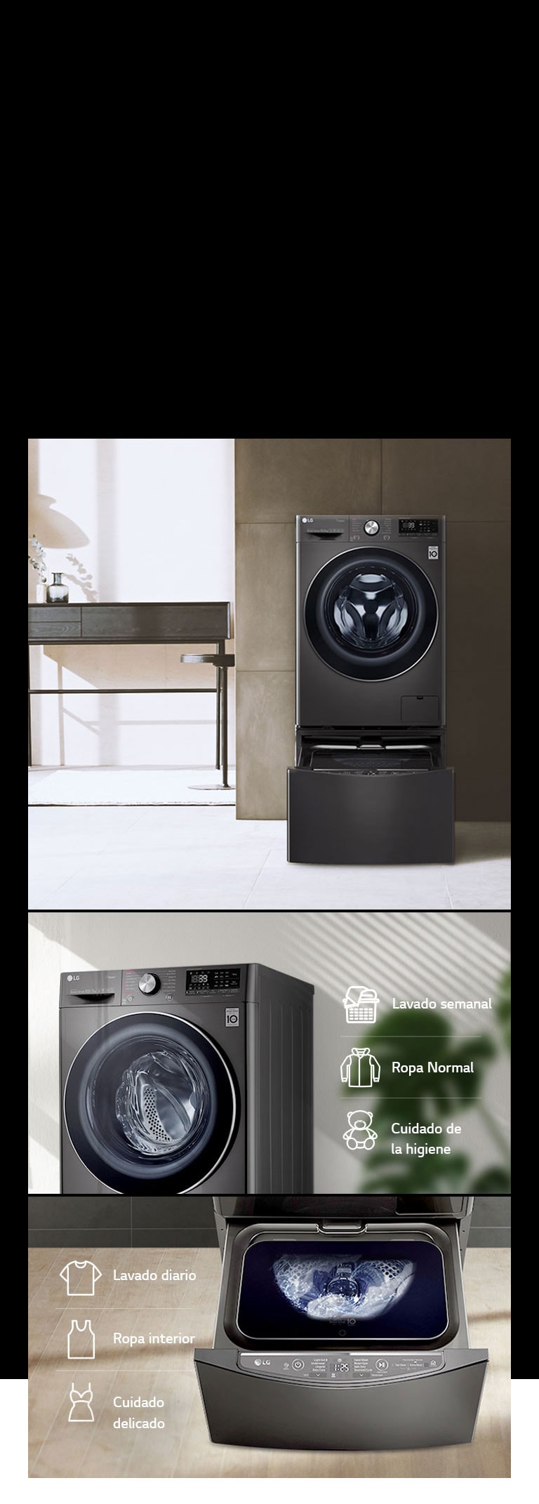 Compatibilidad TWINWash™ Mini con Lava-Secadora LG.