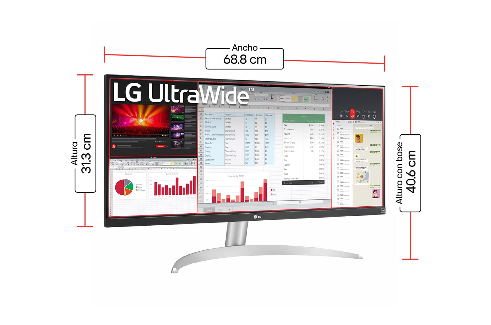 LG Monitor IPS FHD de 29 Pulgadas UltraWide con Multitasking y HDR 10, 29WQ600-W