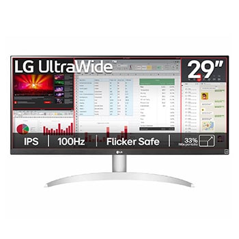 Vista frontal de Monitor IPS FHD de 29 Pulgadas UltraWide con Multitasking y HDR 10 29WQ600-W