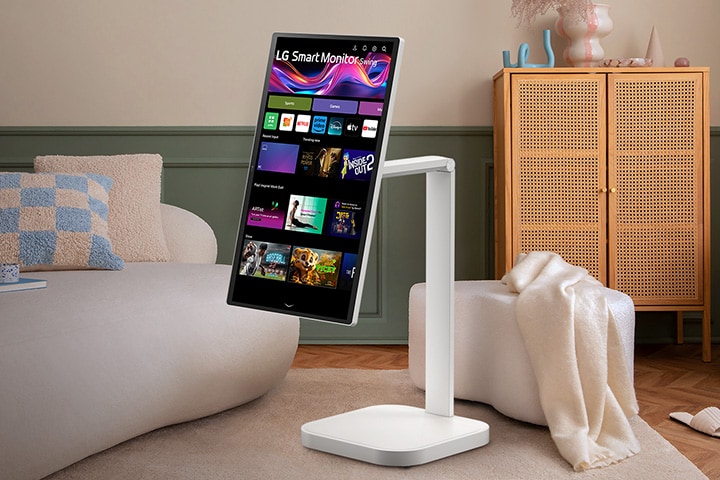 Imagen de una pantalla que combina un monitor inteligente y un soporte.