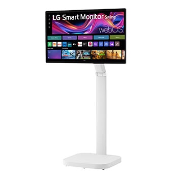 -30 degree side view with monitor tilted -25 degrees and height adjusted downward