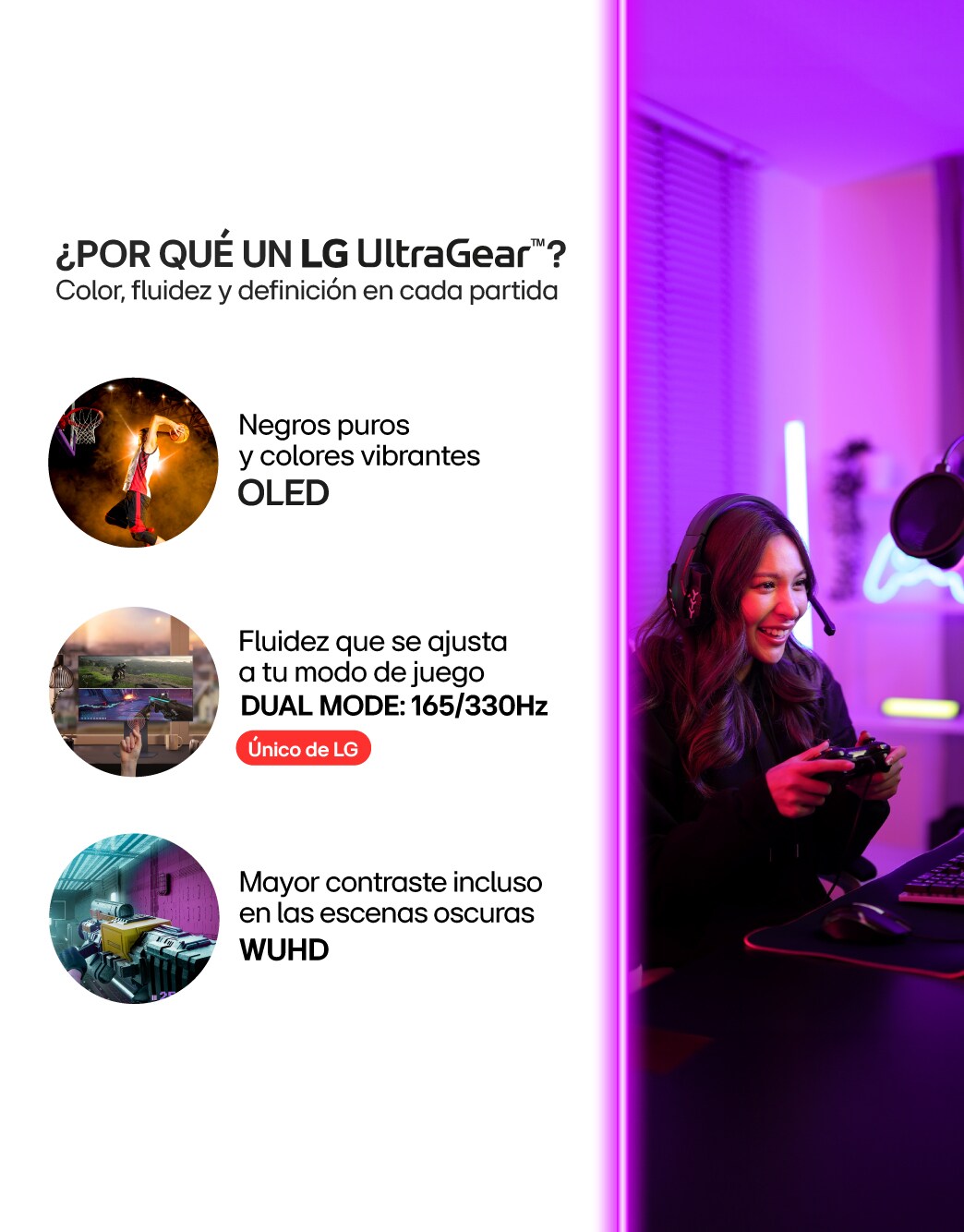 Monitor LG UltraGear OLED 5K2K de 45" con Dual-Mode y 330Hz | LG Colombia