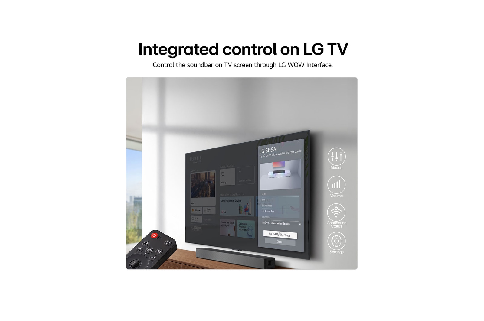 Tarjeta USP: Interfaz WOW | Control integrado de tu barra de sonido en el televisor LG.
