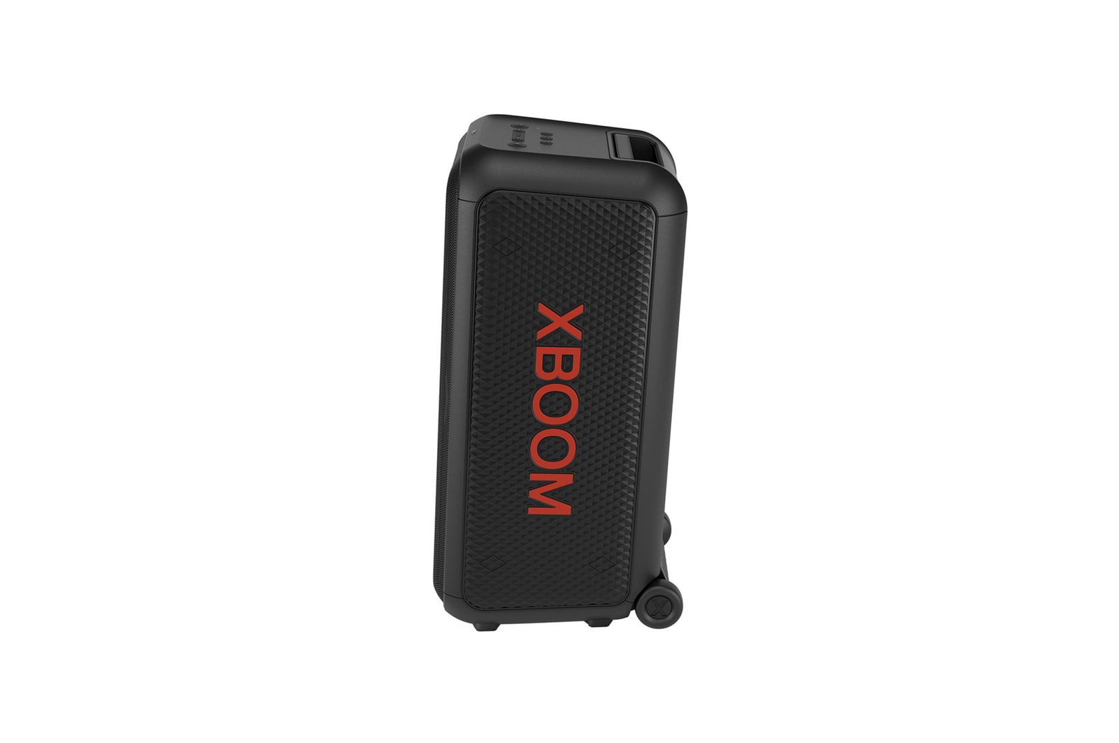Vista frontal del lado izquierdo. El logo de XBOOM está colocado.