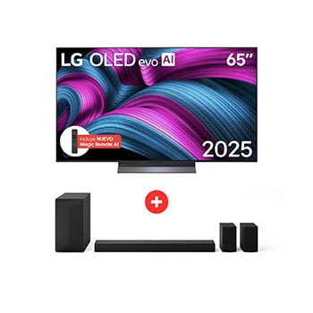 Vista frontal de Combo TV LG 65'' OLED65C5ESA 4K Smat TV + Barra de Sonido LG S60TR – Cine en casa sin límites OLED65C5ESA.S60TR