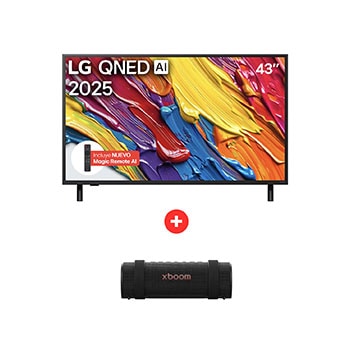 Vista frontal de Combo TV LG 43'' QNED82ASG Smart TV 4K AI + Parlante LG GRAB - Mejor juntos 43QNED82ASG.GRAB