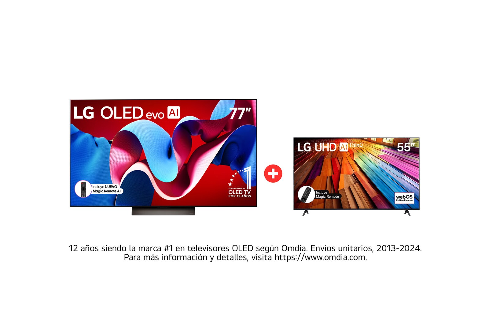 Vista frontal de Combo TV 77" OLED C4 + 55" UT8050 – ¡OLED de cine + TV adicional para todos los gustos! OLED77C4PSA.55UT805
