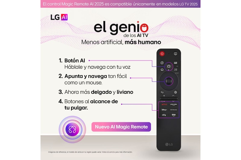 Smart TV LG OLED AI B5 4K el genio, con control
