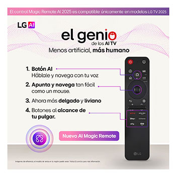Smart TV LG OLED AI B5 4K el genio, con control
