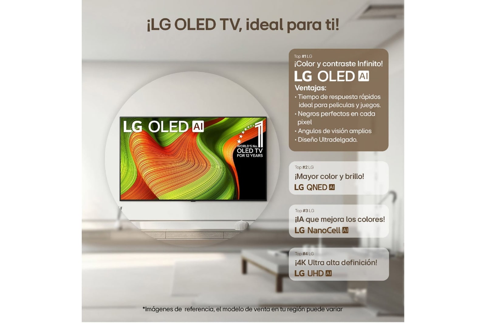 Vista trasera de la Smart TV LG OLED AI B5 4K. ideal para ti