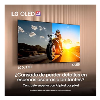 El procesador alpha 8 AI Gen2 se ilumina en color naranja y rosa, y de él salen rayos de luz de colores. El título habla sobre cómo el procesador ofrece una calidad 4K, con color y brillo sorprendentes. El texto en la imagen dice que el procesamiento neuronal de IA de NPU es aproximadamente 1.7 veces mayor y la operación de CPU es 1.4 veces más rápida.