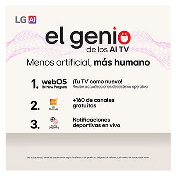 Pantalla de LG TV con un AI Magic Remote de fondo. El botón de IA está resaltado y con un globo de texto: Sugiere una película que me guste. En la pantalla, se muestra el ícono de usuario E, que indica cómo AI Voice ID identificó al usuario y dio recomendaciones personalizadas basándose únicamente en su voz. 