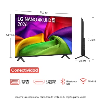 La LG NANO 4K UHD AI NU85 dimensiones y elementos que lleva este nuevo TV LG