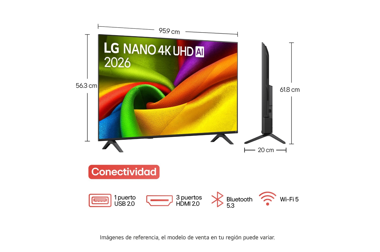 La LG NANO 4K UHD AI NU85 cuenta con AI Hub para la personalización, con un ícono de IA sobre un control remoto rodeado de etiquetas para Multi AI Search, AI Concierge, AI Voice ID con Mi página, AI Chatbot, AI Picture Wizard y AI Sound Wizard.